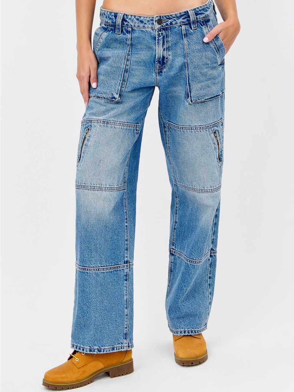 Hidden Jeans Cargo Wide Leg Jeans 26 NWT Low Rise Utility Zip‎ Pocket Denim